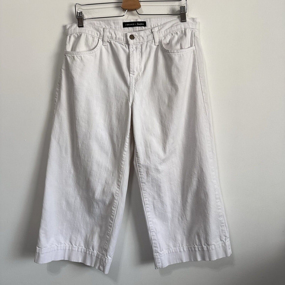 J Brand x Neiman Marcus Liza Cropped Jeans 30 Soft White Culotte Summer Hi Rise - Picture 1 of 14